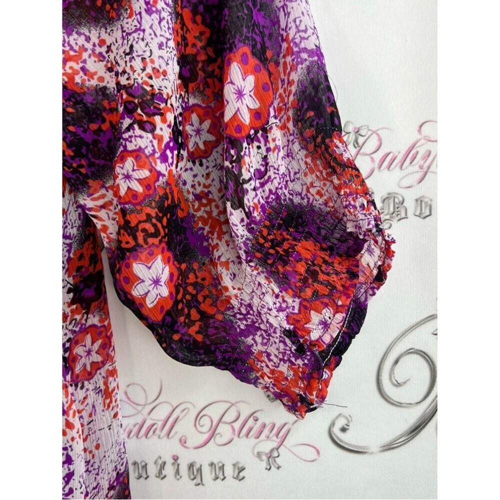 Laura blouse floral flowers Purple & Red Floral Button-Front Women's Blouse